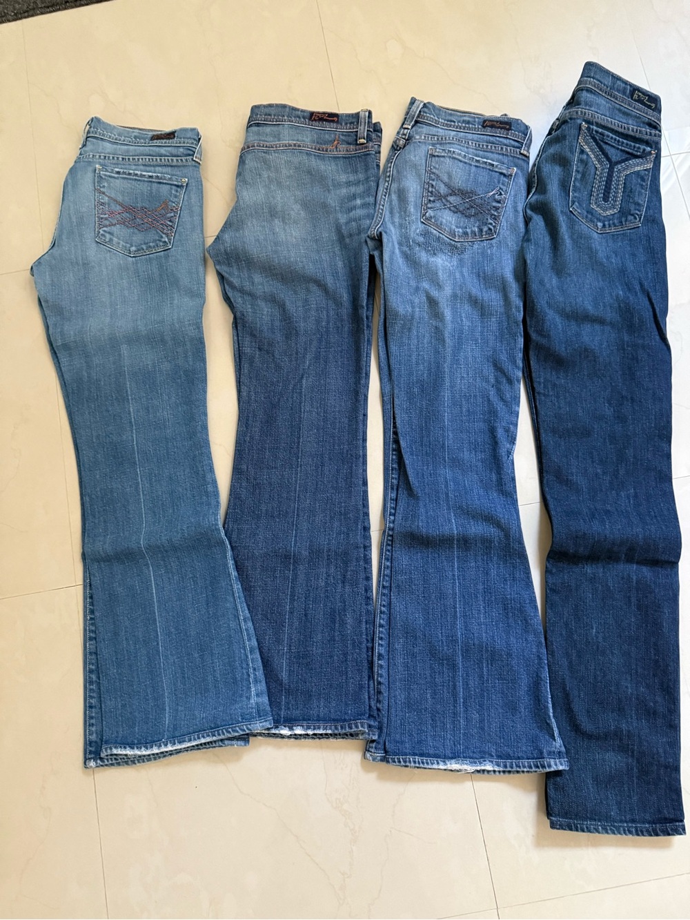 Citizens Of Humanity Blue Denim Flare Jeans - Assorted Blue Washes